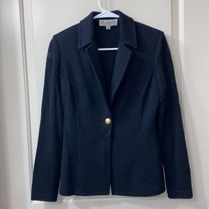 St. John Collection Santana Navy Blue One Button Blazer